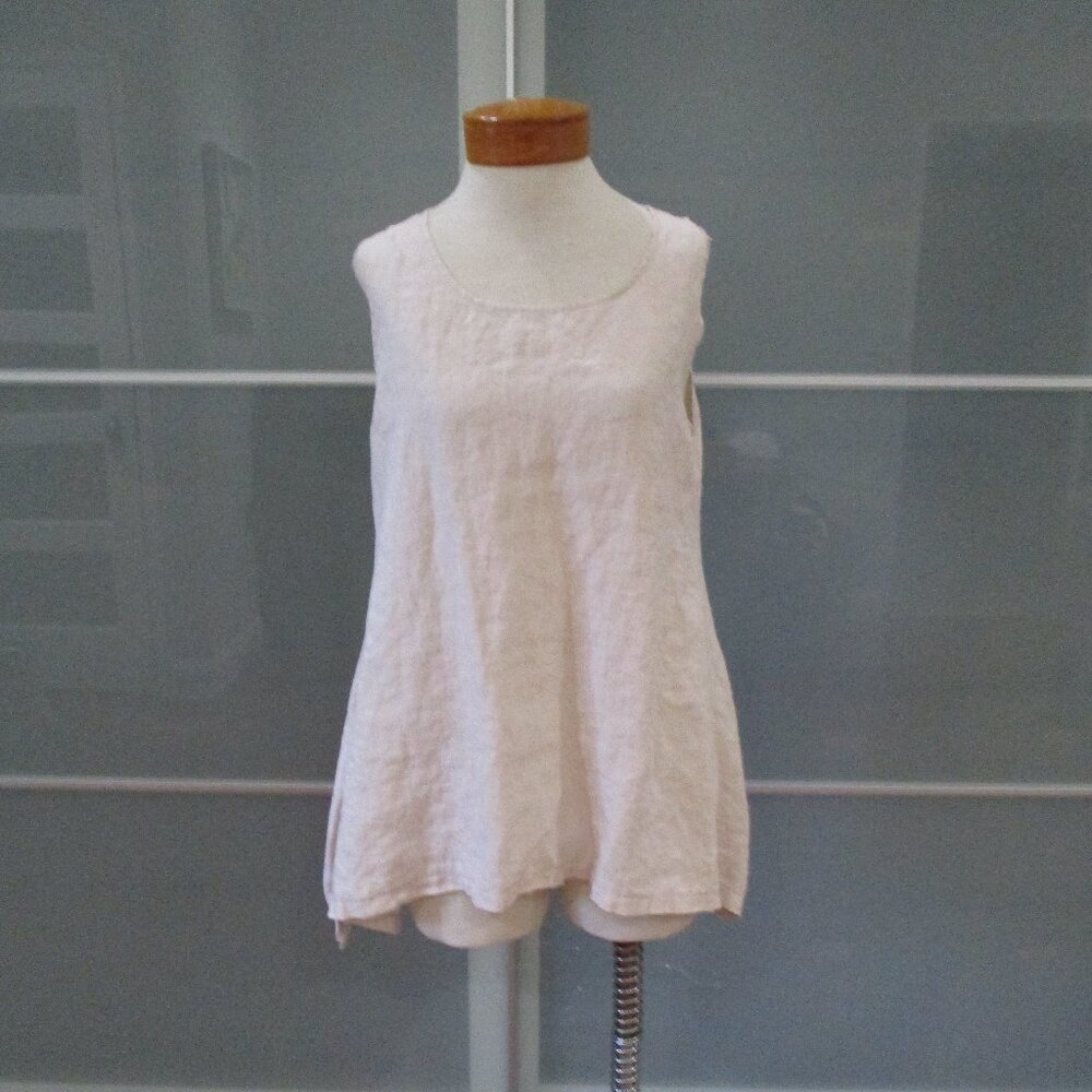 PLANET Linen Sleeveless Asymmetrical Hem Lagenlook Relaxed Tunic